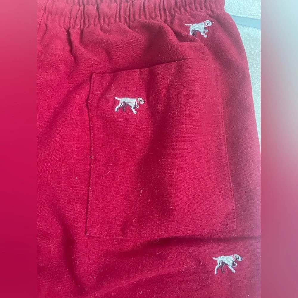 Crewcuts red cotton kids pajama pants, graphic print, dogs, drawstring; XXL / 10